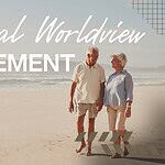 Elderly couple walking on the beach during sunset for retirement planning.